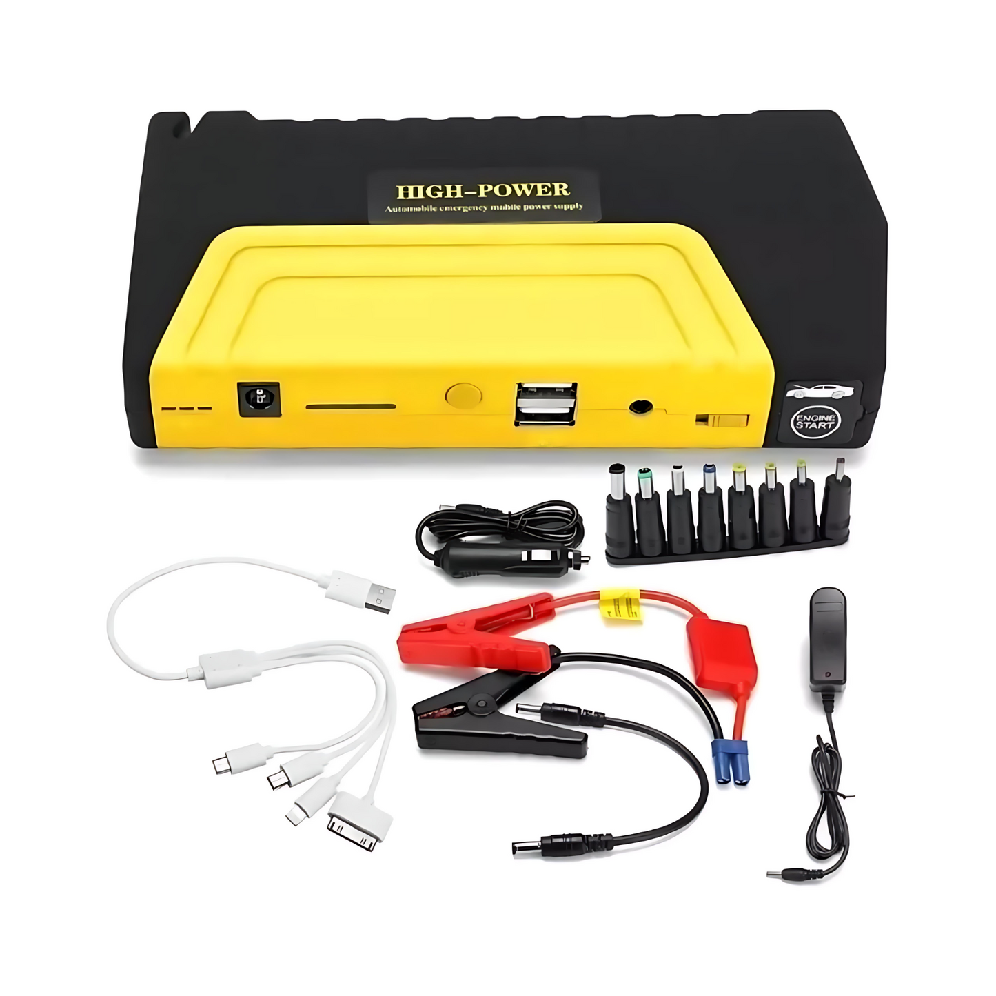 🚗 Kit de Emergencia para Auto 8 en 1 – Arrancador + Inflador + Luz SOS