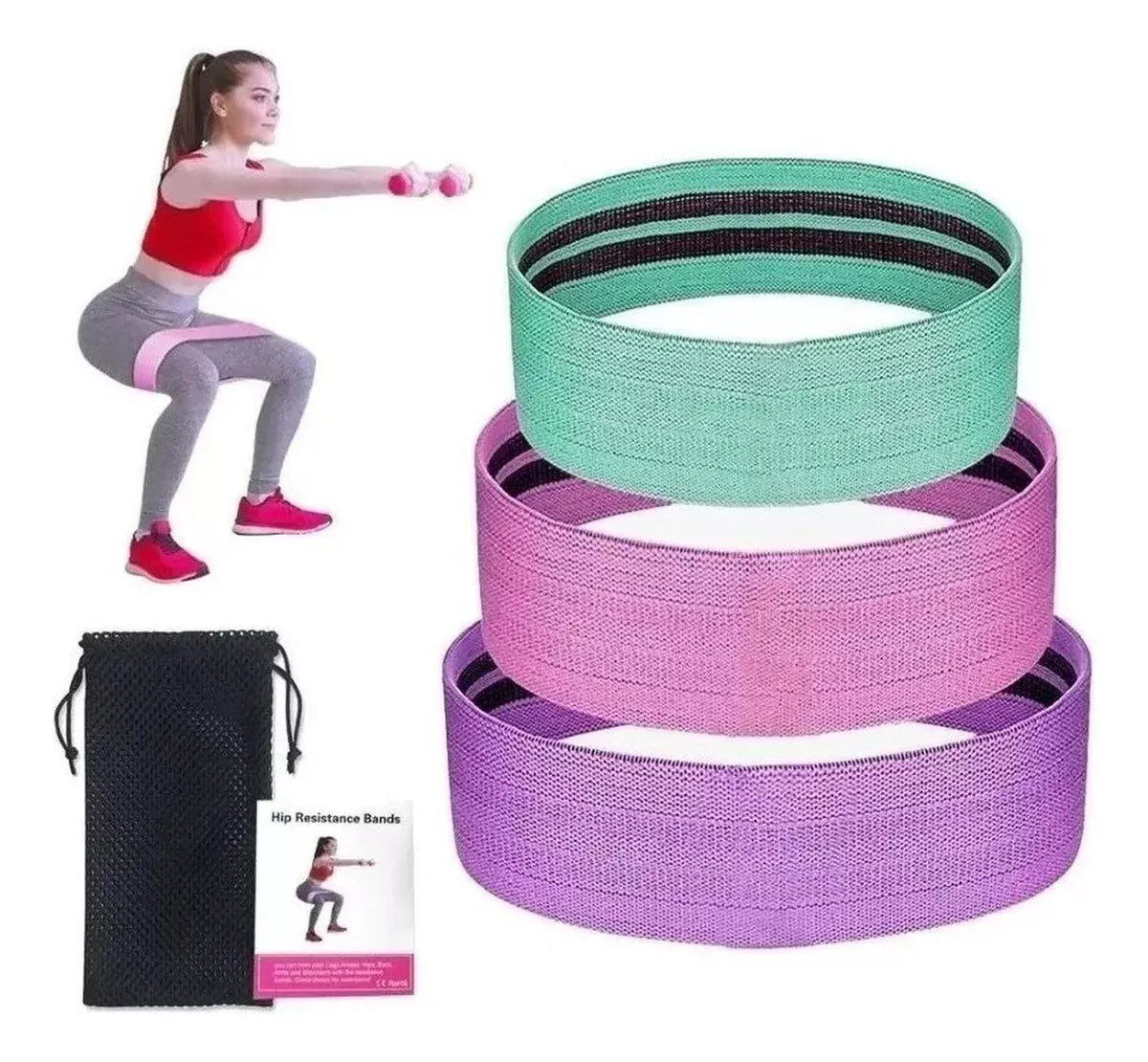 Set 3 Bandas Elasticas Resistencia + bolso de regalo
