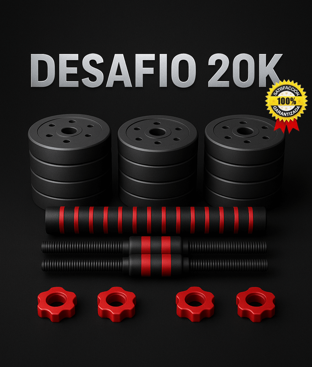 Desafío 20K Set de Mancuernas Y Barra Armable